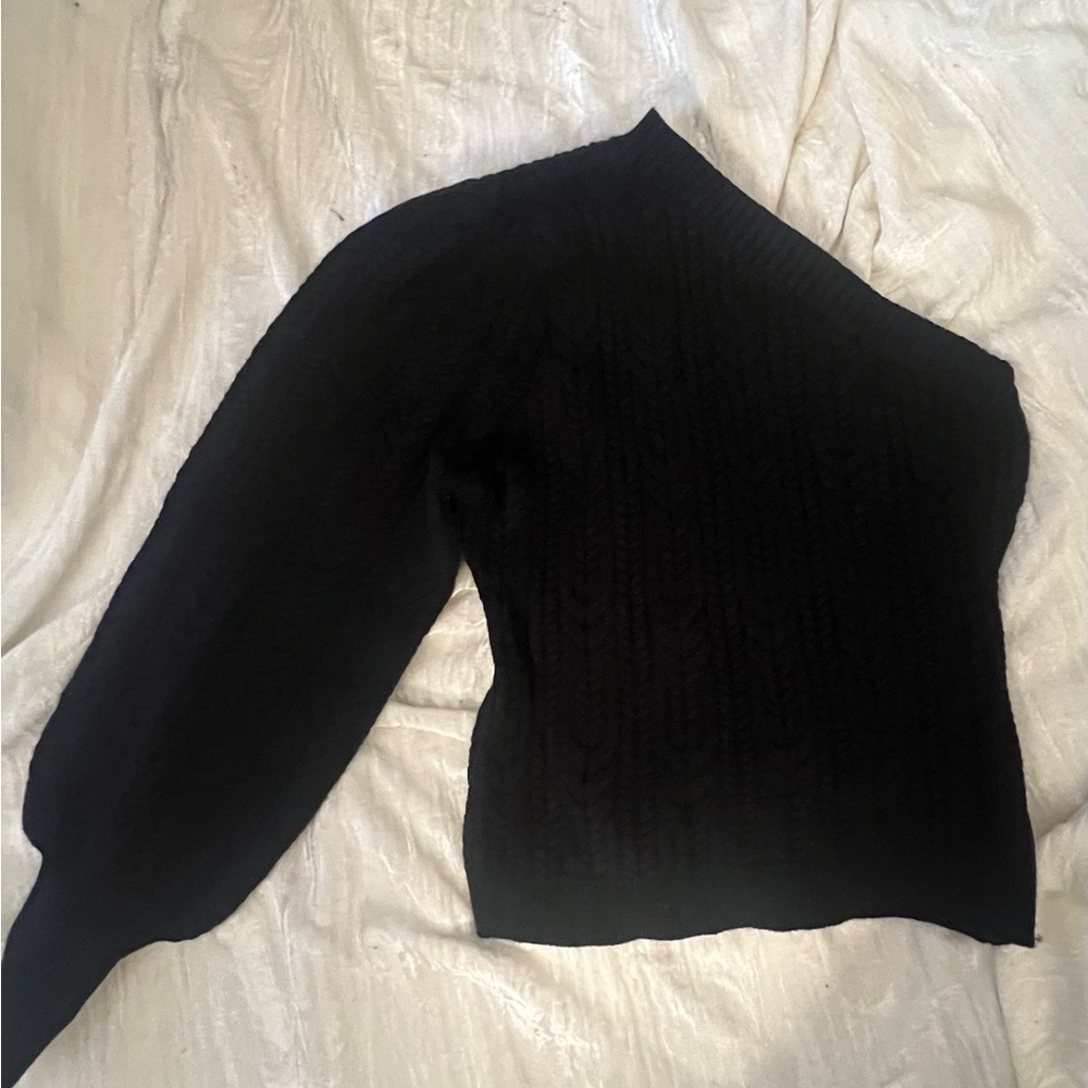 Mittoshop One shoulder Black knit sweater- Size Small
